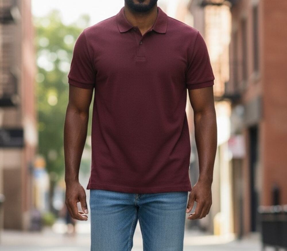 Magna Click Polo Shirt Men's Size Large Burgundy Red Pullover